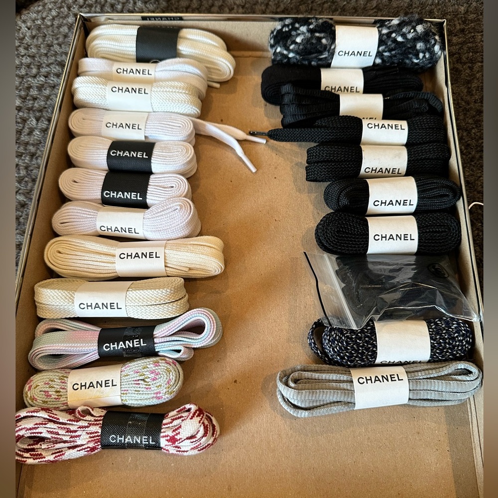 Authentic Chanel Shoelace Set - Black, White, Cream, Gray